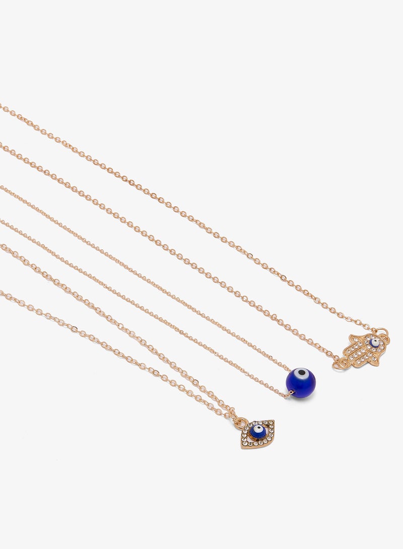 Ginger Evil Eye Detail Layered Necklaces - Image 1